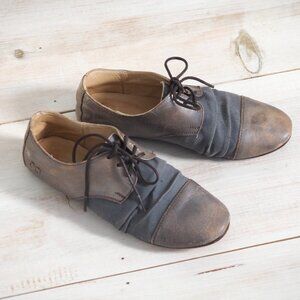 BED STU Rumba Silver Lux oxford distressed scrunched boho gray leather flats 8.5
